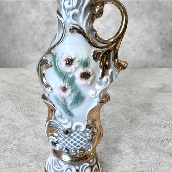 Vintage Jim Beam Collectible Decanter Ceramic Floral Gold, Pink, Green & White - Picture 3 of 16